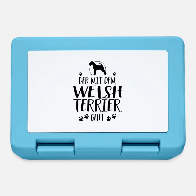 DER MIT WELSH TERRIER GEHT Hundespruch Wilsigns - Brotdose - Saphirblau