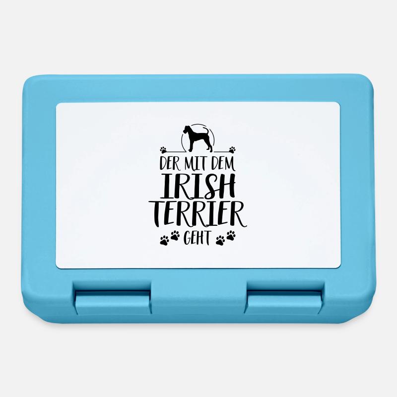 DER MIT IRISH TERRIER GEHT Hundespruch Wilsigns - Brotdose - Saphirblau