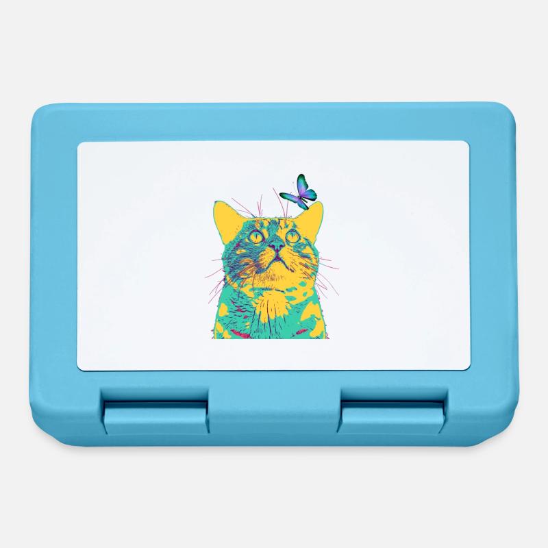 le papillon aime le chat - Boîte à goûter - bleu saphir