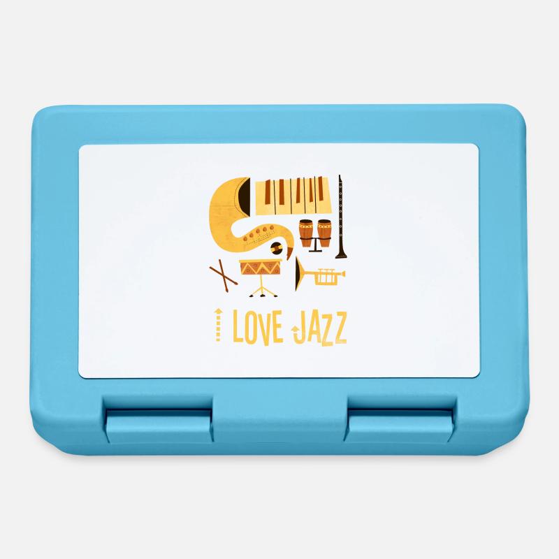 i love jazz instruments drawing surface 1 - Lunchbox - sapphire blue