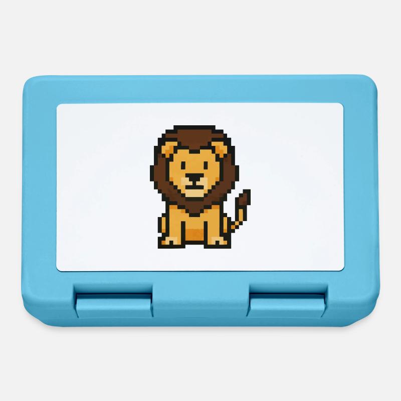 Löwe Pixel - Brotdose - Saphirblau