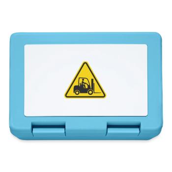 Achtung Gabelstapler, Gabelstapler-Symbolsymbol. Logistisch - Brotdose - Saphirblau - Vorne