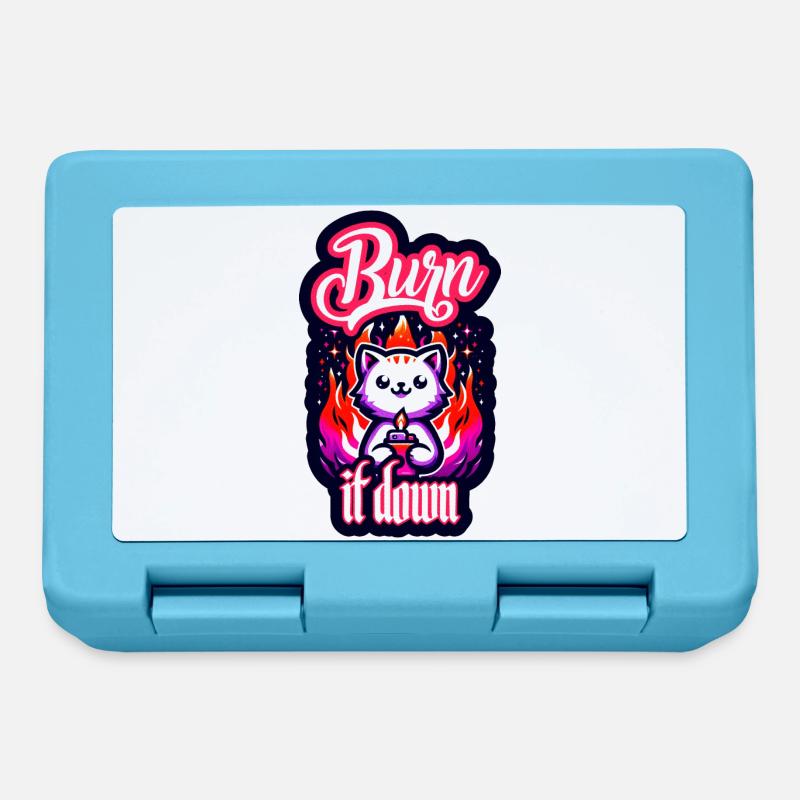 Burn it down | Cat with fire - Lunchbox - sapphire blue