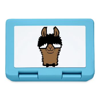 Llama Nerd Geek Hornglasses Bow Tie Funny Alpaca Cute - Lunchbox - sapphire blue - Front