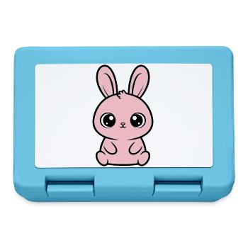 Kawaii Hase Rosa Große Augen Süß - Brotdose - Saphirblau - Vorne