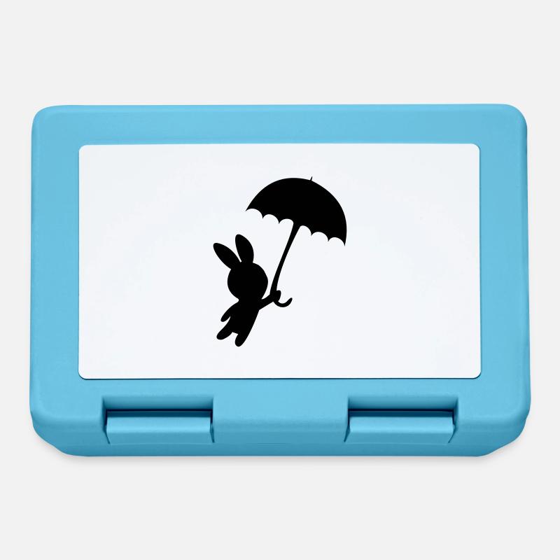 Lapin parapluie automne tempête mouche - Boîte à goûter - bleu saphir