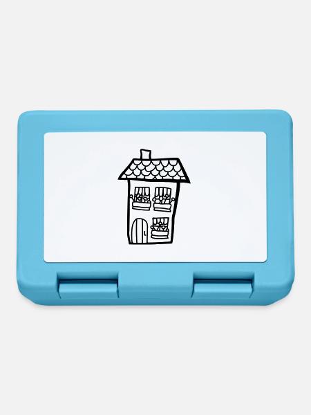Kinder Haus Gemalt - Brotdose - Saphirblau