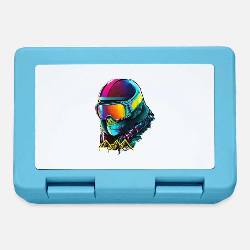Skieur gorille cool - Boîte à goûter - bleu saphir