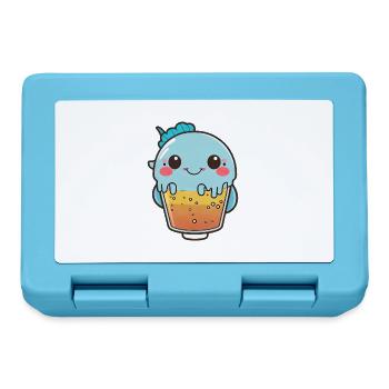 Kawaii Süßer Glücklicher Bunter Fisch Bubble Tee - Brotdose - Saphirblau - Vorne