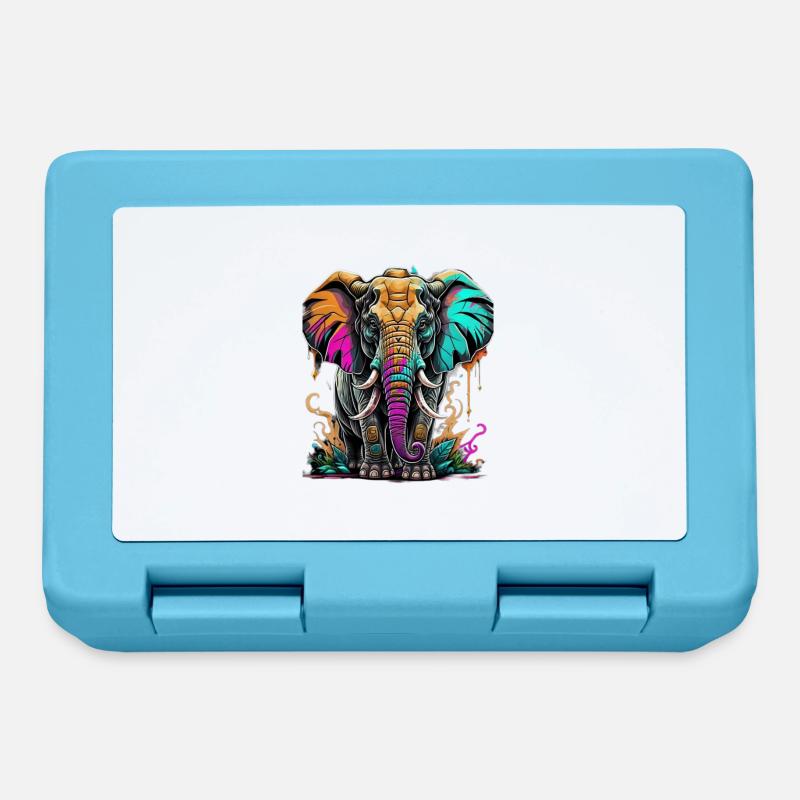 Graffiti Elephant - Lunchbox - sapphire blue