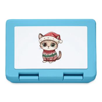 Bande dessinée de Noël de chat - Boîte à goûter - bleu saphir - Devant