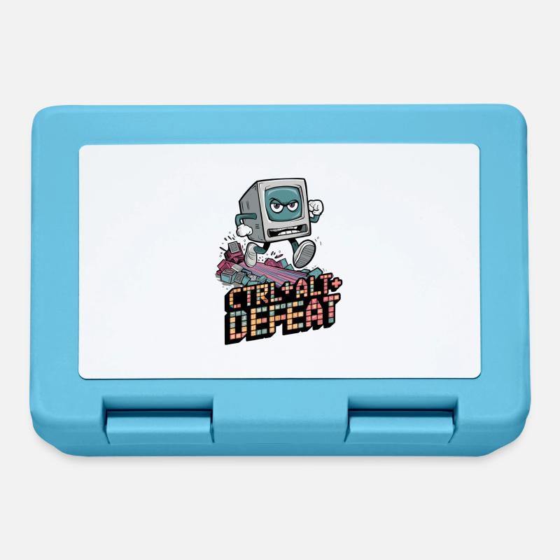 Ctrl Alt Defeat Retro Angry Computer Art - Lunchbox - sapphire blue