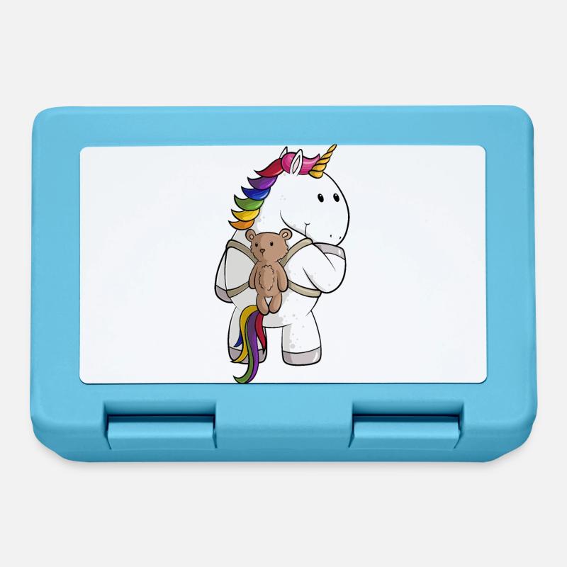 Comic Einhorn mit Rucksack - Brotdose - Saphirblau