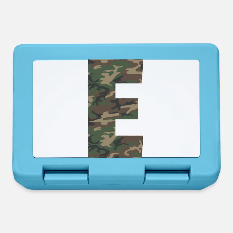 Tough letter E in camouflage pattern! Enlarge or - Lunchbox - sapphire blue