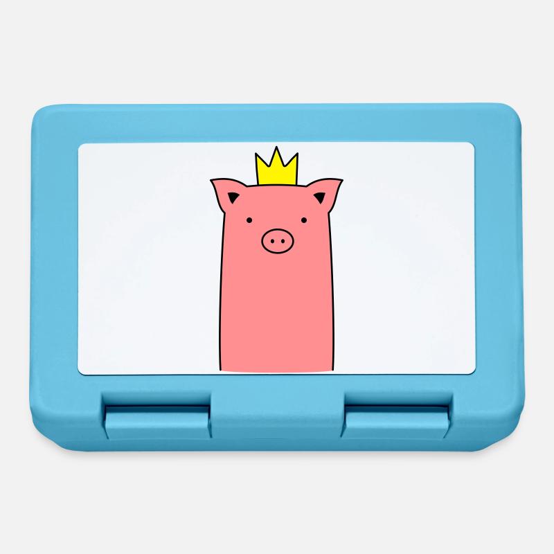 Truie cochon cochon avec cadeau couronne - Boîte à goûter - bleu saphir