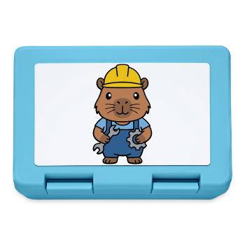 Niedlicher Capybara-Ingenieur-Maskottchen-Standardentzeichner - Brotdose - Saphirblau - Vorne