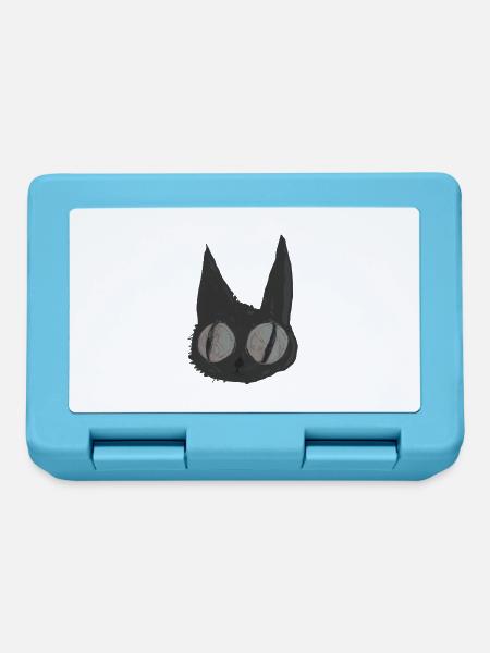 Psycho Cat, schwarze Katze, Illustration - Brotdose - Saphirblau