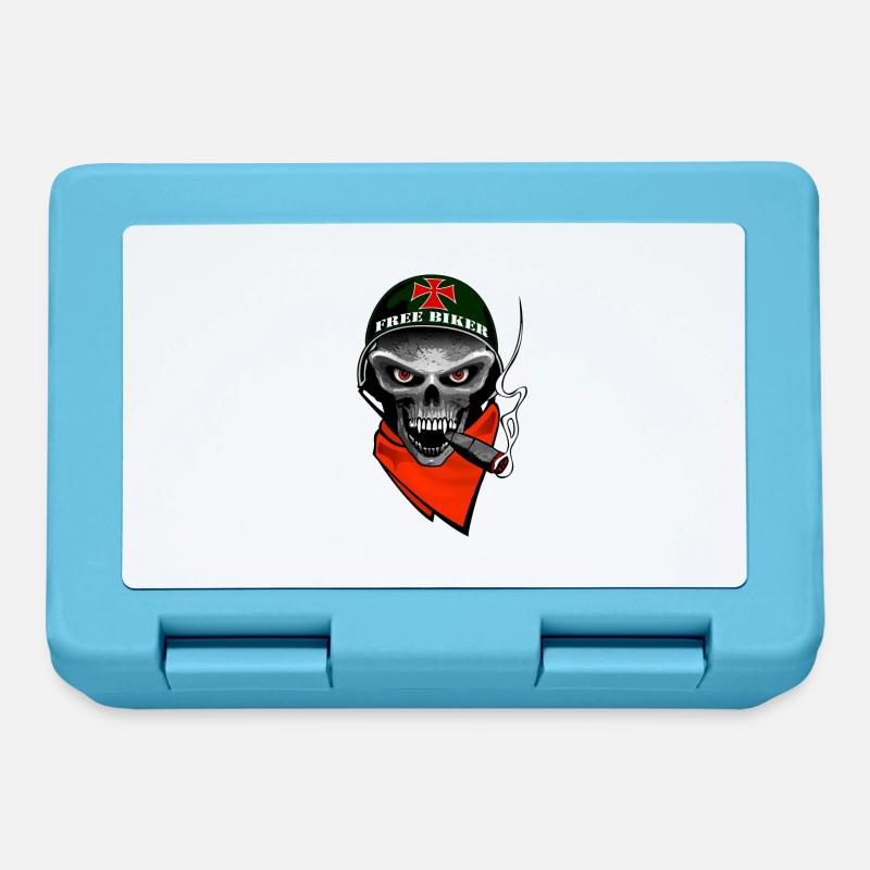 biker skull design - Boîte à goûter - bleu saphir