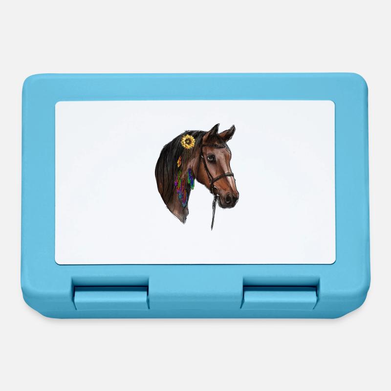 Cheval aquarelle - Boîte à goûter - bleu saphir