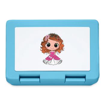 Rothaarige Prinzessin mit grünen Augen und rosa Kleid - Brotdose - Saphirblau - Vorne