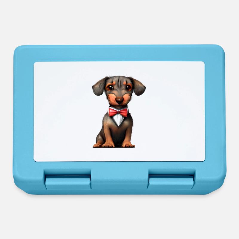 Teckel avec nœud papillon Teckel chiot Chiens - Boîte à goûter - bleu saphir