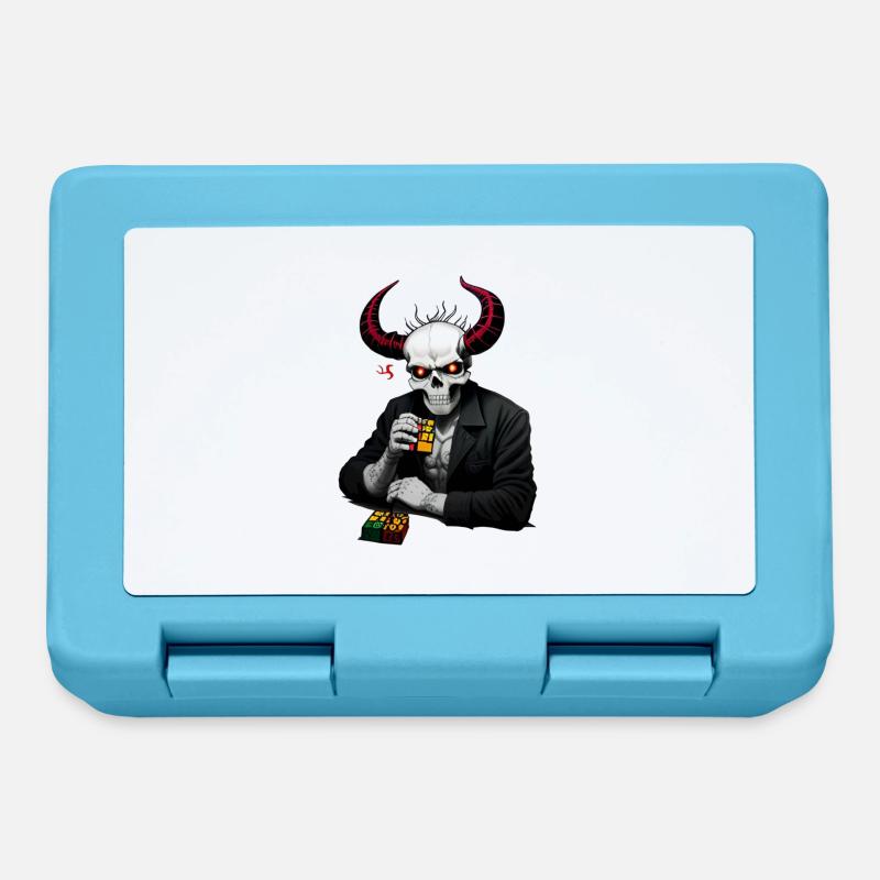 Horned skull | Destroyed his puzzle cube - Lunchbox - sapphire blue