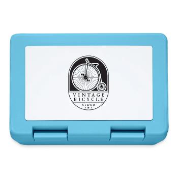 Vintage Bicycle Rider, Black on Light, Penny farthing - Lunchbox - sapphire blue - Front