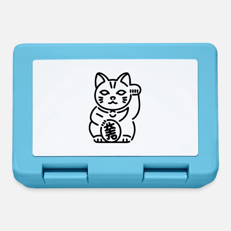 Maneki Neko cat - Lunchbox - sapphire blue