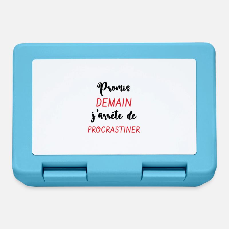 Promis demain j'arrête de procrastiner - Boîte à goûter - bleu saphir