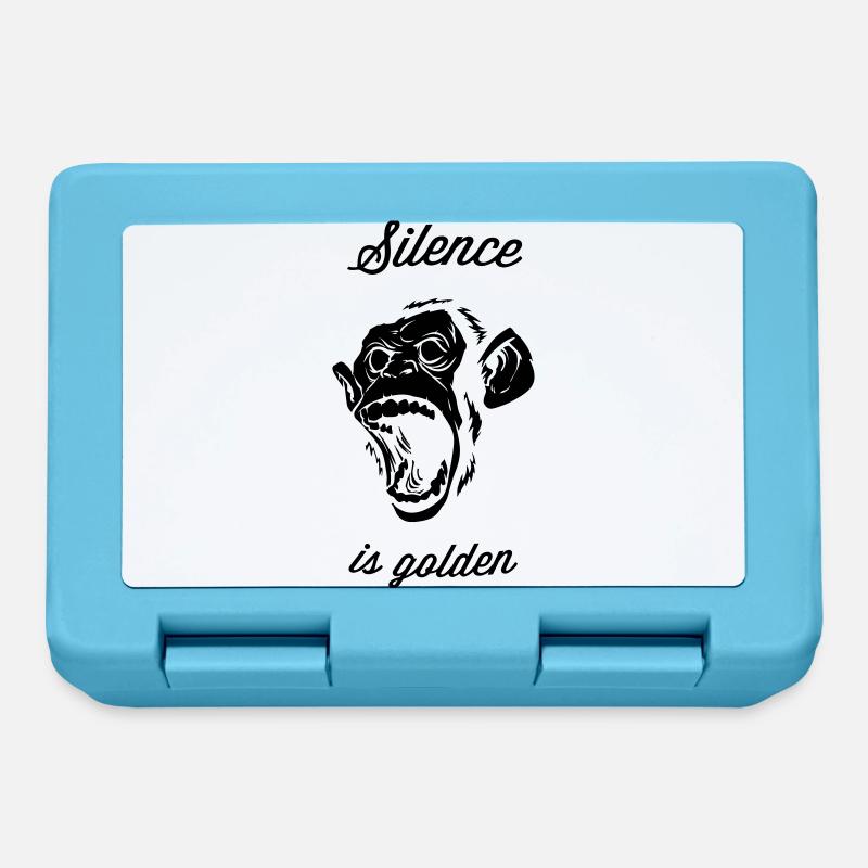 Silence is golden, Affe, Chimpanse, Brüllaffe,Chef - Brotdose - Saphirblau