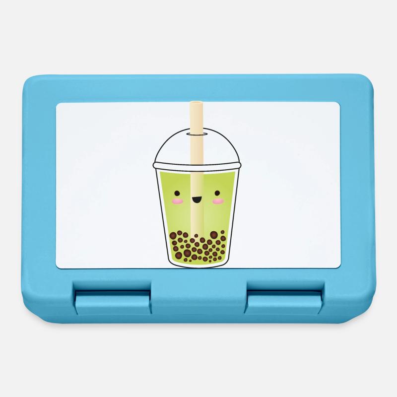 Green Matcha Bubble Tea Kawaii - Lunchbox - sapphire blue