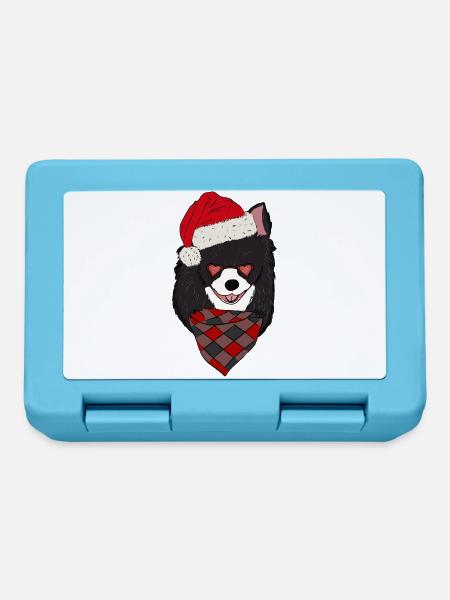 Chihuahua mit Weihnachtsmütze - Brotdose - Saphirblau