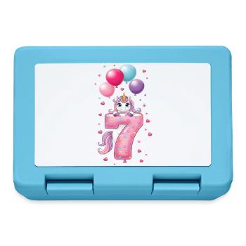 7 Years Girl Cute Unicorn 7th Birthday - Lunchbox - sapphire blue - Front