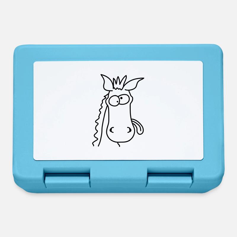 Funny Crazy Comic Horse - Boîte à goûter - bleu saphir