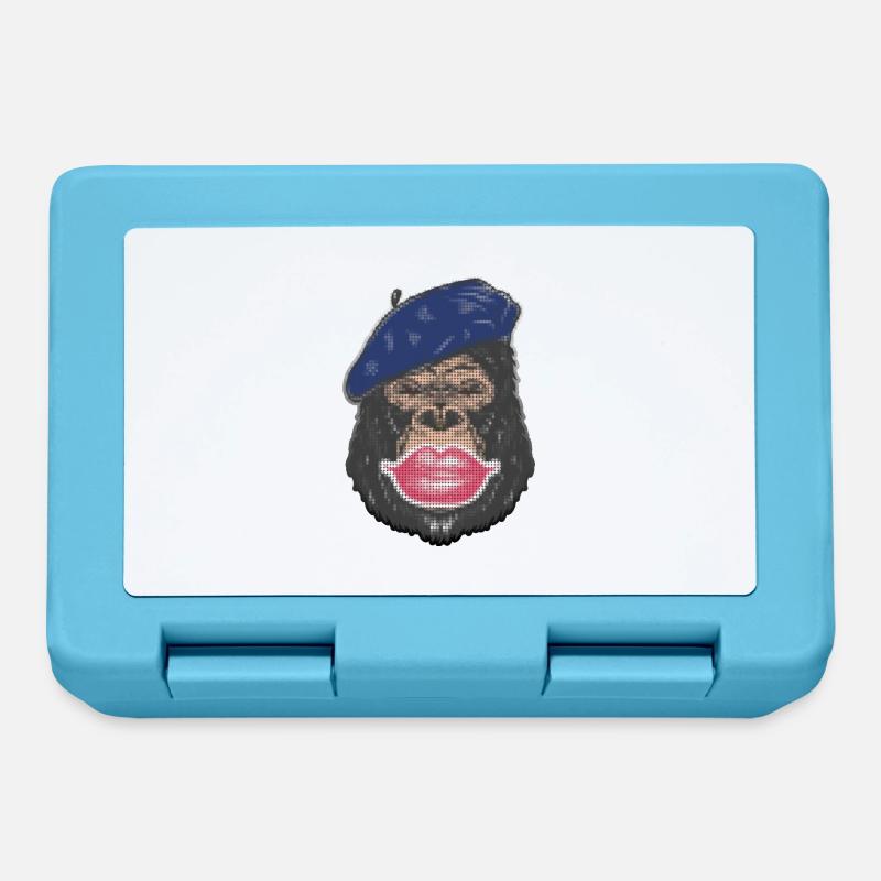Gorille Kiss pixel - Boîte à goûter - bleu saphir