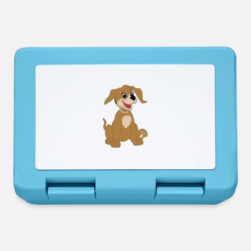 Hund sitzend - beige - Brotdose - Saphirblau
