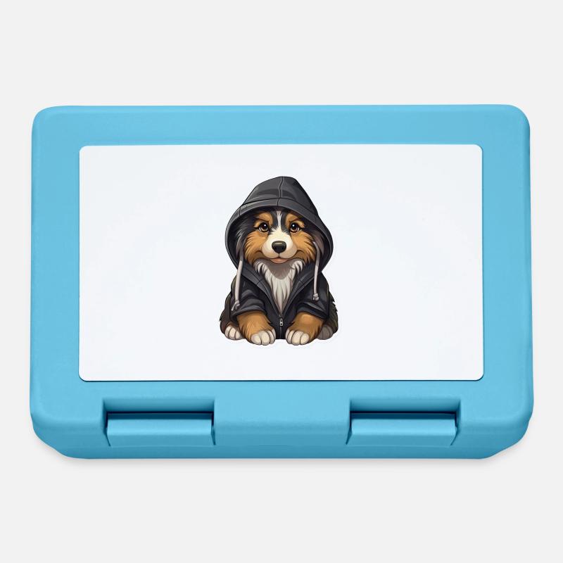Cooler Australian Shepherd in Freizeitkleidung - Brotdose - Saphirblau