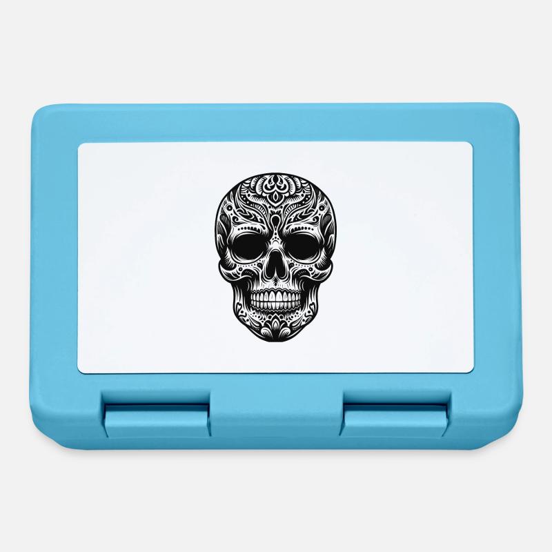 Black White Skull Pattern - Lunchbox - sapphire blue