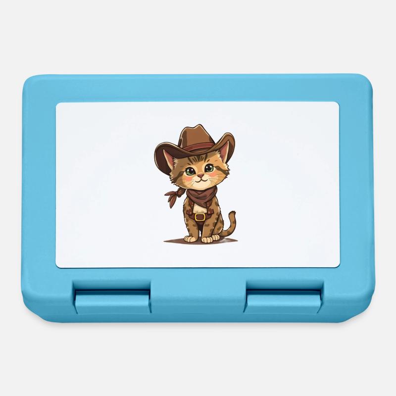Chat cowboy mignon - Boîte à goûter - bleu saphir