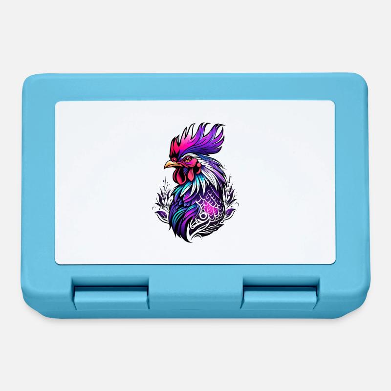 Coq coloré dans le style de tatouage - Boîte à goûter - bleu saphir