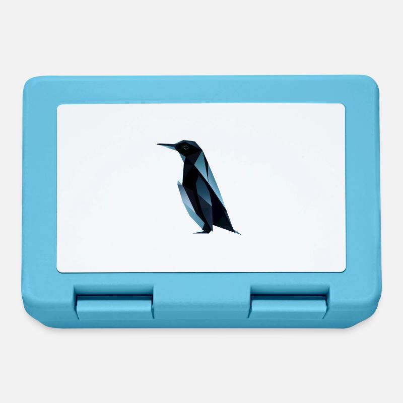Cute Penguin Low Poly Design - Lunchbox - sapphire blue