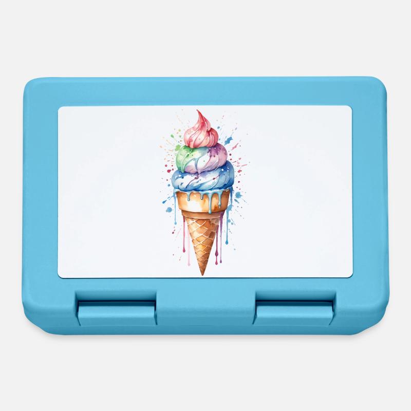Rainbow Delight: Aquarell-Eistüte - Brotdose - Saphirblau