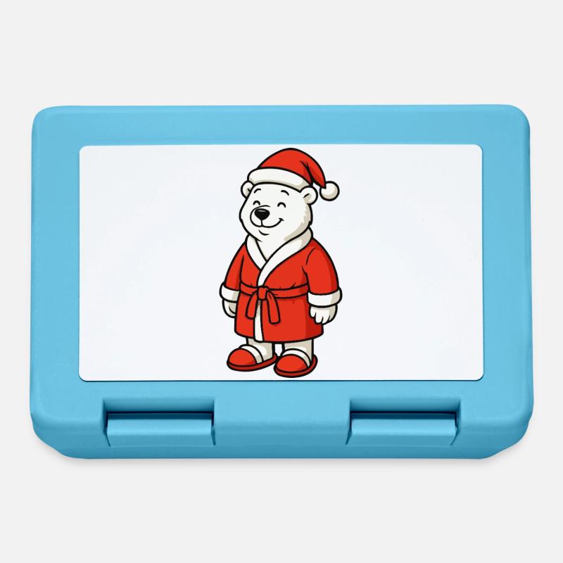 Ours d’hiver en costume de Père Noël - Boîte à goûter - bleu saphir