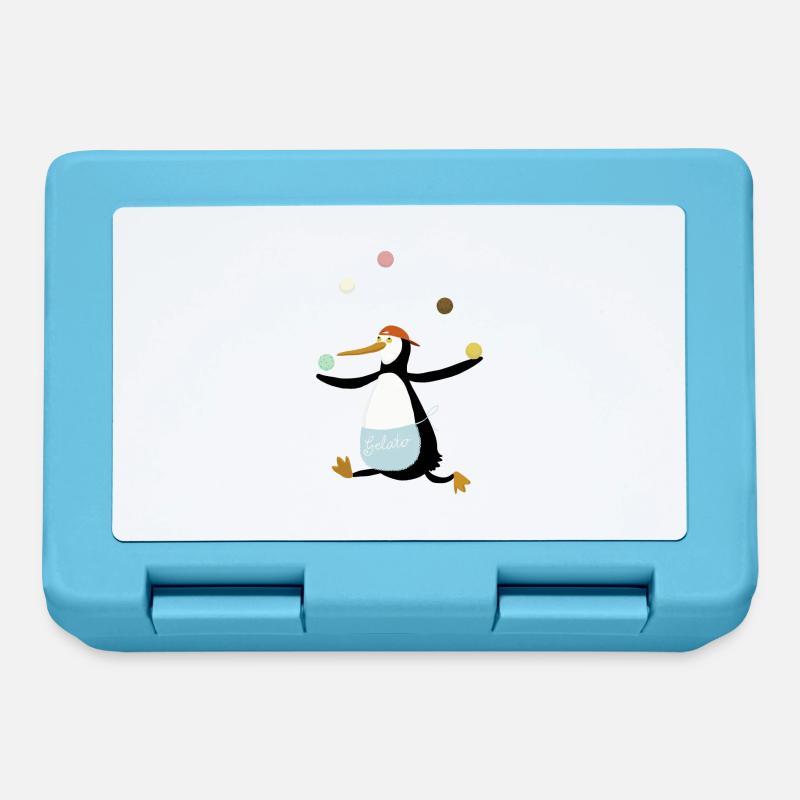 Pinguin jongliert Eis - Brotdose - Saphirblau