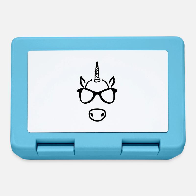 Einhorn mit Brille Geschenkidee - Brotdose - Saphirblau