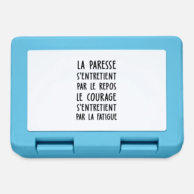 paresse et courage / citations cool - Boîte à goûter - bleu saphir