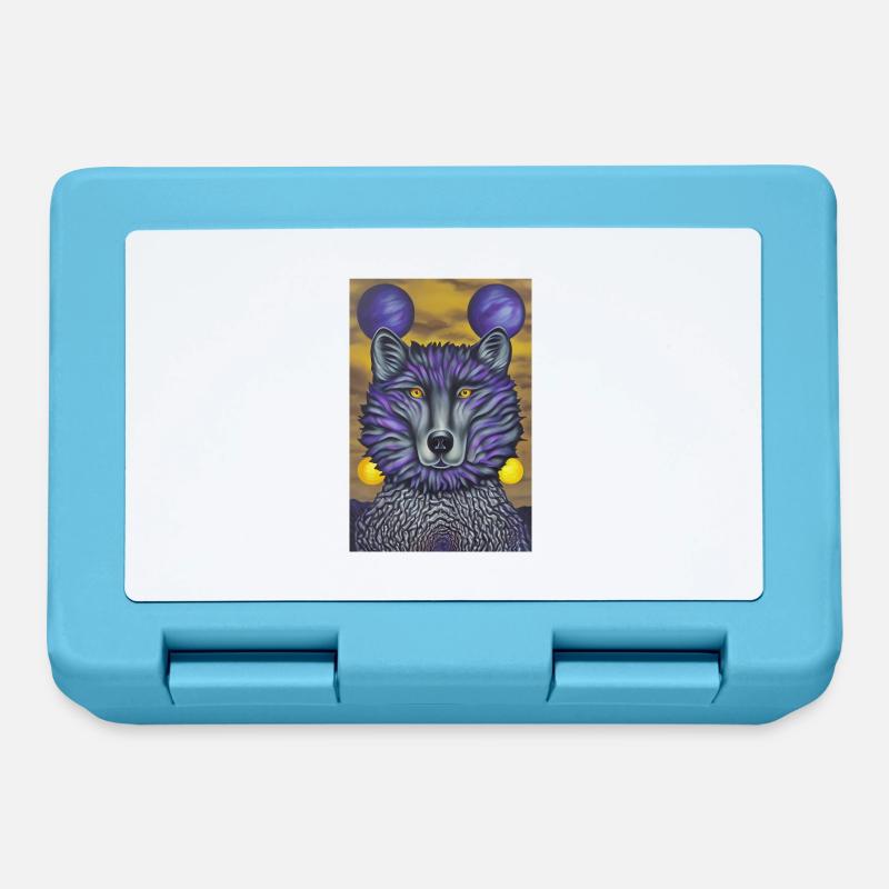 Wolf with moon - Lunchbox - sapphire blue