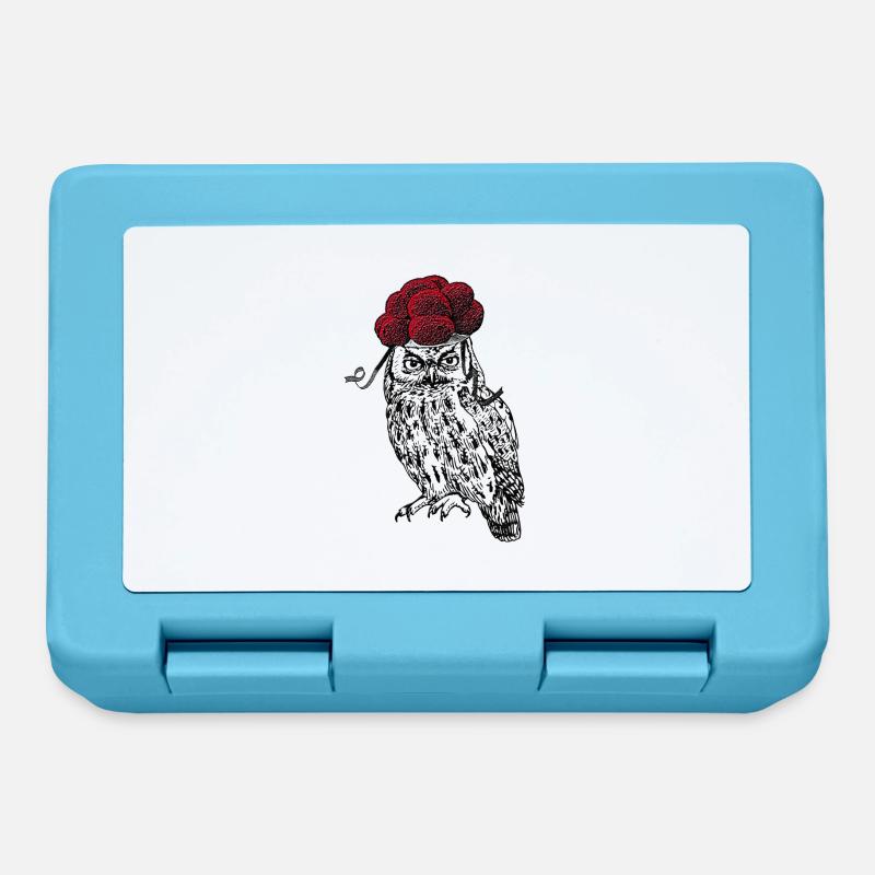 🦉 Eule mit Bollenhut 🌳 - Brotdose - Saphirblau