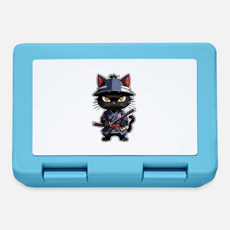 Ninja Cat - Samurai Kitten - Lunchbox - sapphire blue