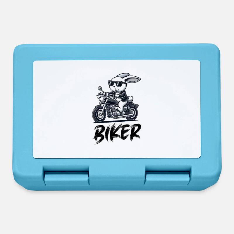 Lapin Moto Motard - Boîte à goûter - bleu saphir